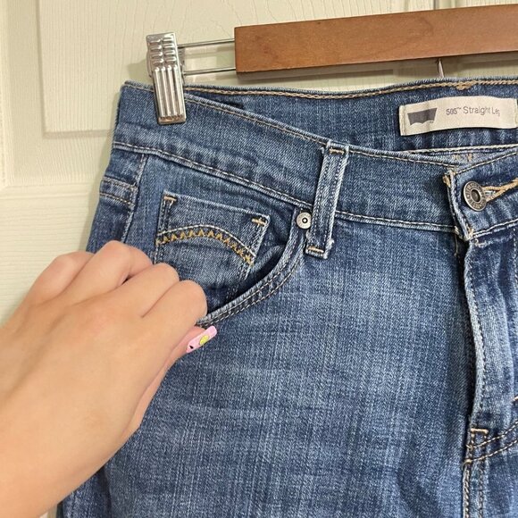 Levi's Womens Dark Wash Stretch 505 Straight Leg Mid Rise Jeans Size 6 - Picture 3 of 8